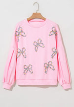 Bow Round Neck Long Sleeve Sweatshirt