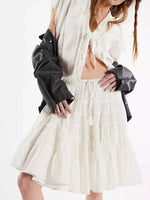 Tiered Drawstring Mini Skirt