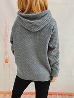 Drawstring Long SleeveHooded Sweater