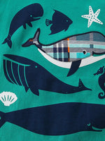 Children's Whale Print Tee and Plaid Shorts Set