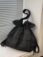 Convertible Plaid Drawstring Backpack Bag