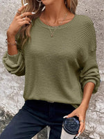 Plus Size Relaxed Fit Waffle Knit Round Neck T-Shirt