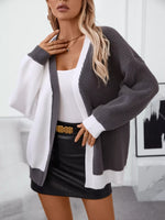 Color Block Open Front Knit Cardigan
