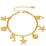 18K Gold-Plated Sea Shell Charm Bracelet