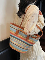 Striped Woven Shoulder Bag
