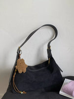 Solid Color Suede Hobo Crossbody Bag