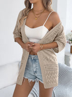 Openwork Open Front Half Sleeve Cardigan