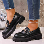 Chain Decor Round Toe Loafers