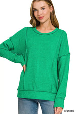 Zenana Brushed Hacci Drop Shoulder Sweater