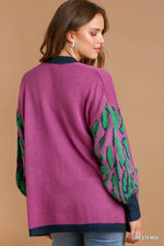Umgee Animal Print Open Front Sweater Cardigan