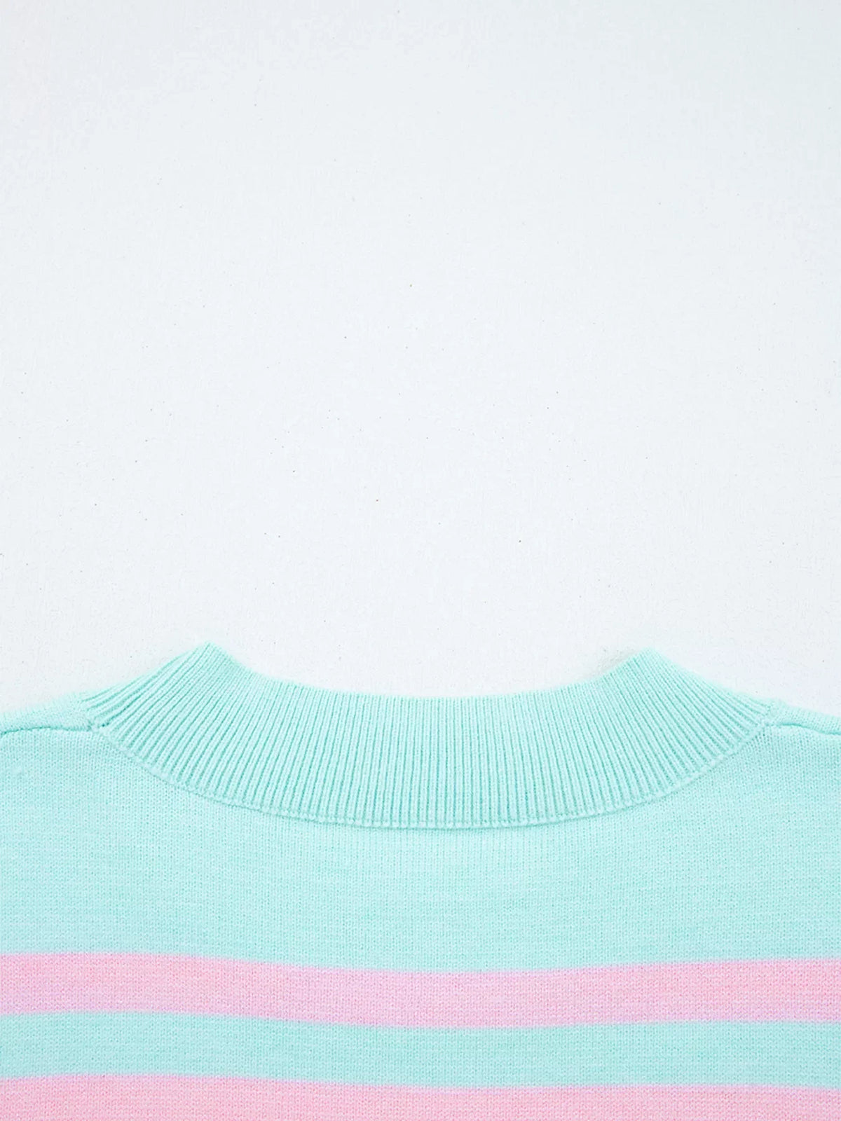 Multicolour Striped Knit Ribbed Trim Boxy Fit Cropped Sweater