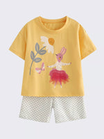 Children's Bunny Graphic Tee & Checkered Shorts Set