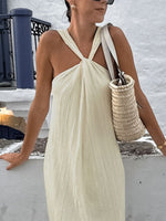 Halter Neck Flowy Maxi Dress