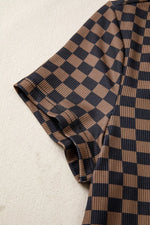 Checkerboard Round Neck Summer T Shirt