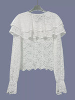 Ruffled Lace Flounce Sleeve Blouse
