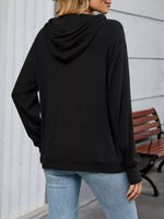 Contrast Letter Graphic Drawstring Long Sleeve Hoodie