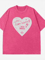 Heart Round Neck Short Sleeve T-Shirt