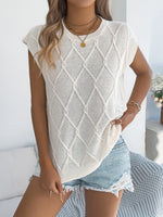 Round Neck Cap Sleeve Knit Top