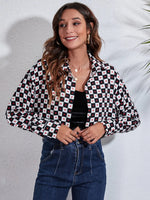 Button Down Printed Cropped Jacket