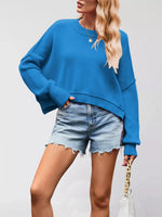 Round Neck Dropped Shoulder Sweater