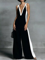Deep V-Neck Wide-Leg Jumpsuit