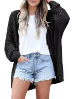 Full Size Openwork Open Front Lightweight Cardigan Plus Size