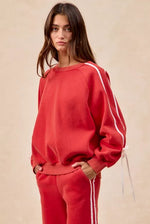 BiBi Side Lined Bow Details Fleece Sweatshirt
