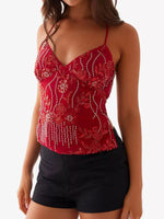 Floral Lace Up Back V-Neck Cami