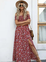 Full Size Slit Off-Shoulder Floral Midi Dress Plus Size