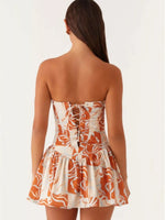 Lace Up Back Tube Dress