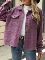Plaid Button Up Long Sleeve Jacket