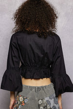 POL Floral Embroidered Cropped Blouse