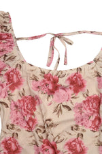 Floral Print Ruffle Hem Flutter Sleeve Dress