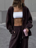Oversized Zip-Up Hoodie and Wide-Leg Pants Set