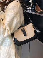 Contrast Buckle Shoulder Bag
