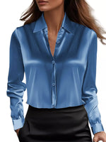 Full Size Button Down Collared Neck Long Sleeve Shirt Plus Size