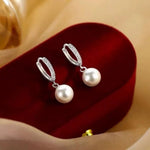 Pearl Drop Hoop Earrings