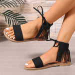 Fringe Ankle Flat Sandals