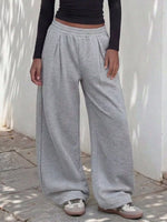 Elastic Waist Wide-Leg Sweatpants