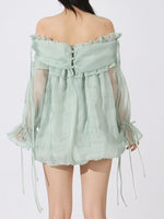Ruffled Off-Shoulder Flounce Sleeve Blouse
