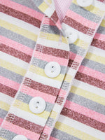 Exposed Seam Color Block Striped Patchwork Loose Henley Sweatshirt