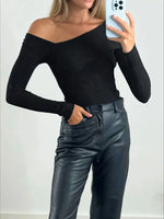 Off-Shoulder Ribbed Knit Top