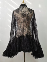 Ruffled Hem Lace Long Sleeve Dress