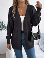 Openwork Open Front Long Sleeve Cardigan