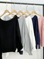 One-Shoulder Ribbed Knit Top with Relaxed Fit