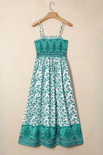 Floral Print Shirred Cami Maxi Dress