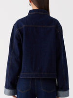 Button Down Cropped Oversized Denim Jacket