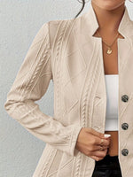 Textured Knit Button-Front Blazer