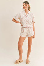MABLE Polka Dot Collar Crop Top and Short Lounge Set