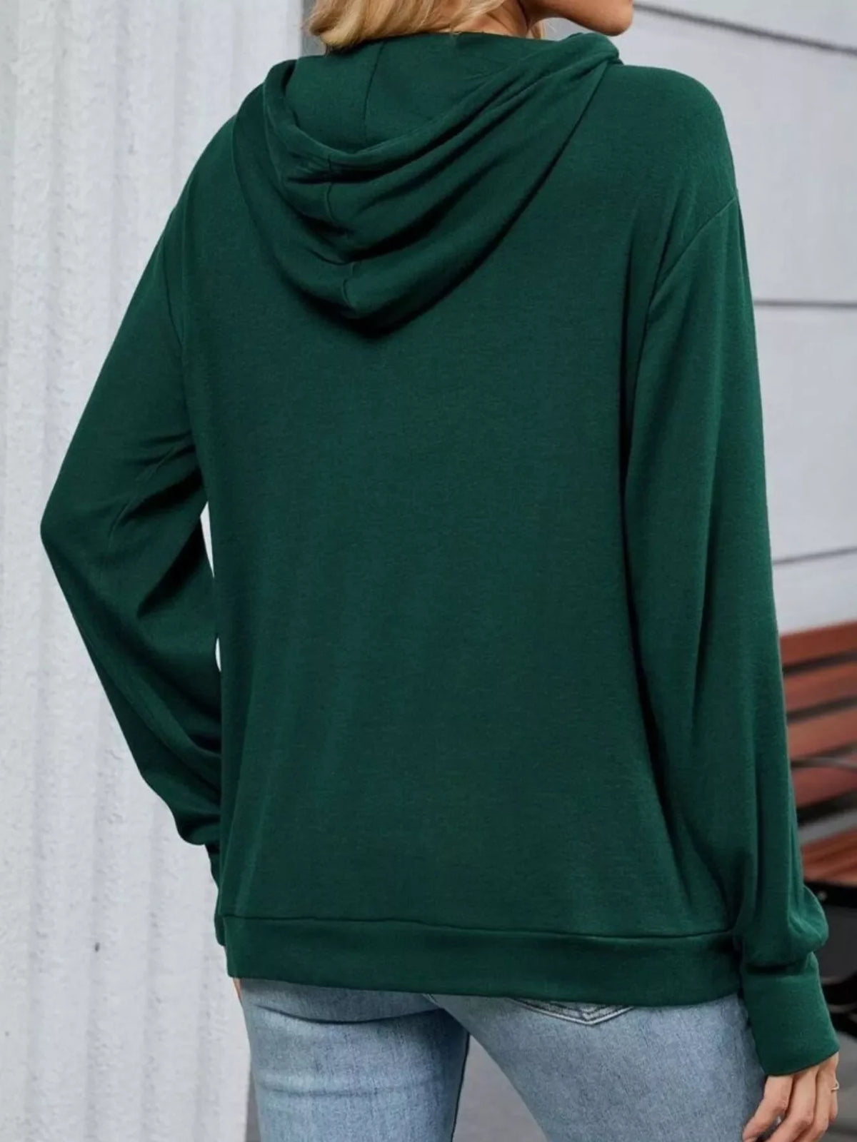 Contrast Letter Graphic Drawstring Long Sleeve Hoodie